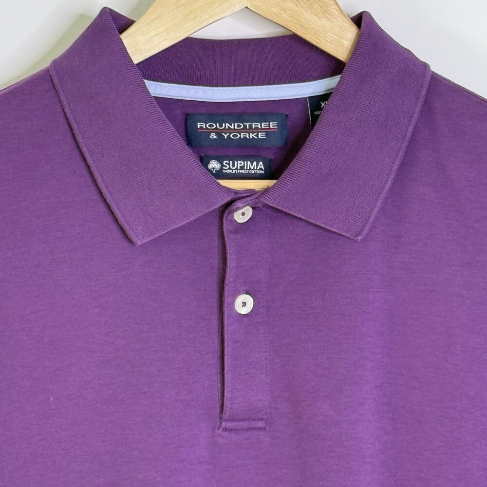 ROUNDTREE & YORKE Polo Short Sleeve Shirt Men's XL Purple Supima Cotton Casual